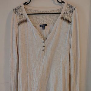 Western Style Long Sleeve Blouse with Beading